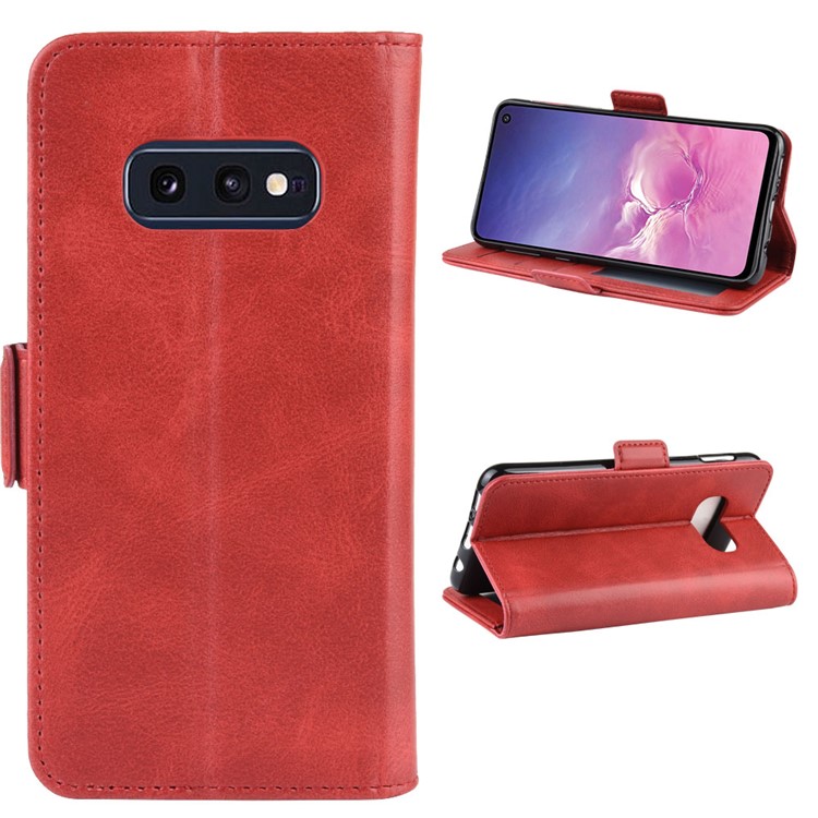 Magnet Adsorption Split Leather Wallet Cell Casing for Samsung Galaxy S10e - Red-2
