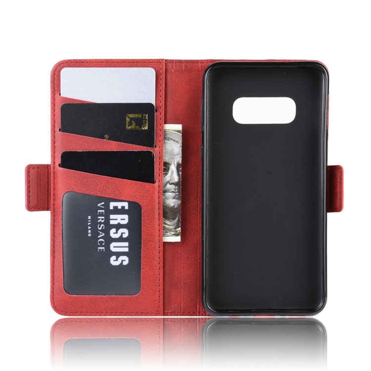 Magnet Adsorption Split Leather Wallet Cell Casing for Samsung Galaxy S10e - Red-4