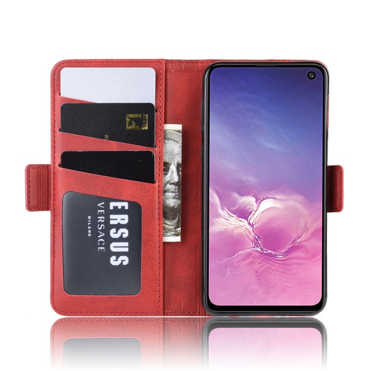 Magnet Adsorption Split Leather Wallet Cell Casing for Samsung Galaxy S10e - Red-5