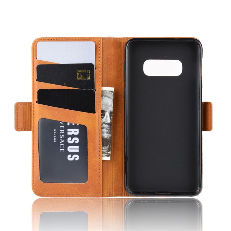 Magnet Adsorption Split Leather Wallet Cell Casing for Samsung Galaxy S10e - Brown-4