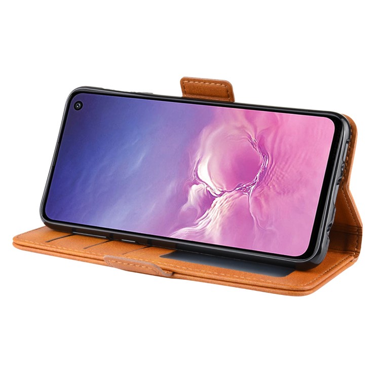 Magnet Adsorption Split Leather Wallet Cell Casing for Samsung Galaxy S10e - Brown-6