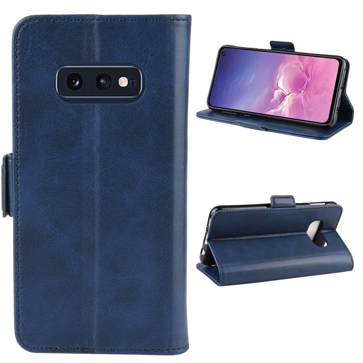 Magnet Adsorption Split Leather Wallet Cell Casing for Samsung Galaxy S10e - Dark Blue-2