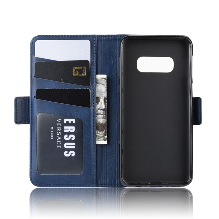 Magnet Adsorption Split Leather Wallet Cell Casing for Samsung Galaxy S10e - Dark Blue-4