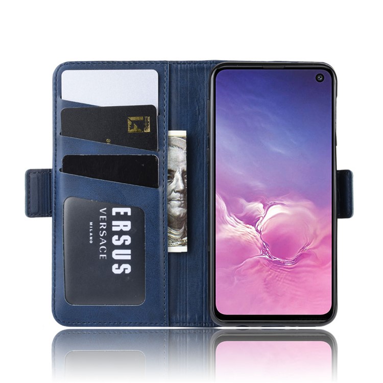 Magnet Adsorption Split Leather Wallet Cell Casing for Samsung Galaxy S10e - Dark Blue-5