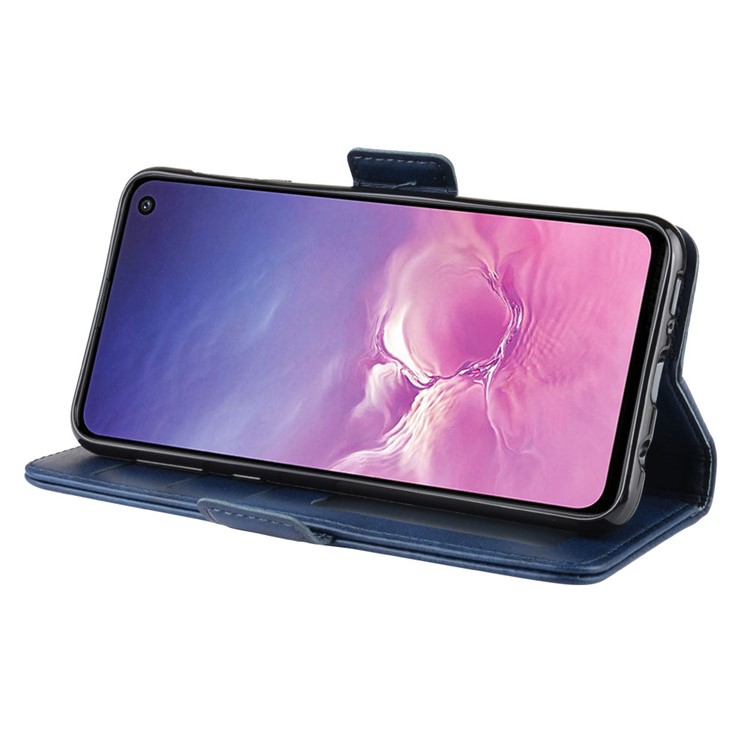 Magnet Adsorption Split Leather Wallet Cell Casing for Samsung Galaxy S10e - Dark Blue-6