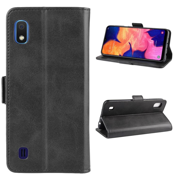 Magnet Adsorption Leather Wallet Stand Phone Shell Case for Samsung Galaxy A10 - Black-2
