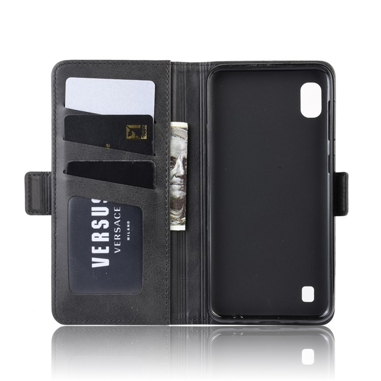 Magnet Adsorption Leather Wallet Stand Phone Shell Case for Samsung Galaxy A10 - Black-4