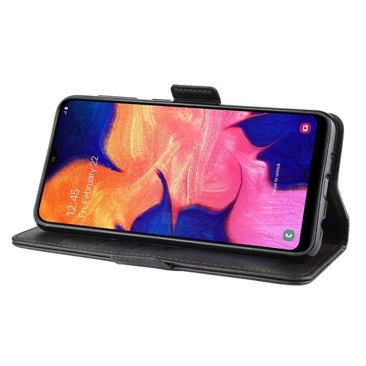 Magnet Adsorption Leather Wallet Stand Phone Shell Case for Samsung Galaxy A10 - Black-6