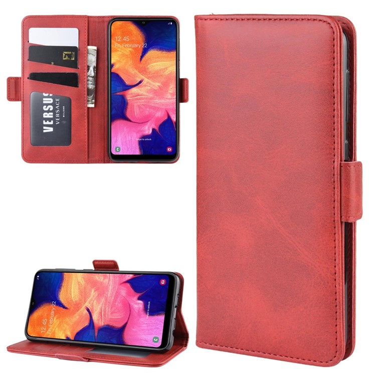 Custodia A Portafoglio In Pelle Con Magnete Ad Adsorbimento Per Samsung Galaxy A10 - Rosso-1