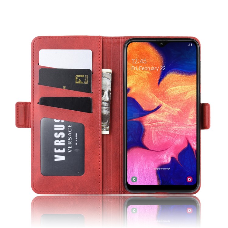 Custodia A Portafoglio In Pelle Con Magnete Ad Adsorbimento Per Samsung Galaxy A10 - Rosso-5