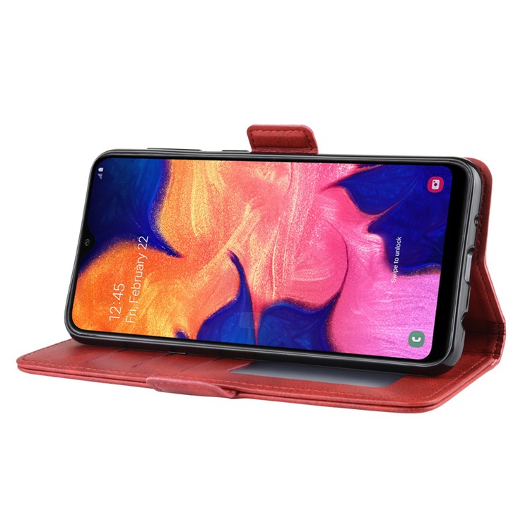 Custodia A Portafoglio In Pelle Con Magnete Ad Adsorbimento Per Samsung Galaxy A10 - Rosso-6