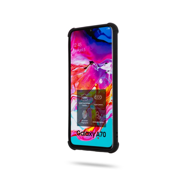 ROAR Анти-капли Миндальное Покрытие Стиль ТПУ Сотовый Телефон Для Samsung Galaxy A70 - Черный-3