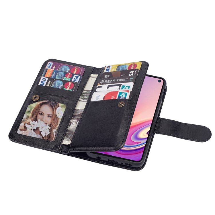 9 Card Slots Wallet Detachable 2-in-1 Leather Protection Mobile Phone Case for Samsung Galaxy S10e - Black-7