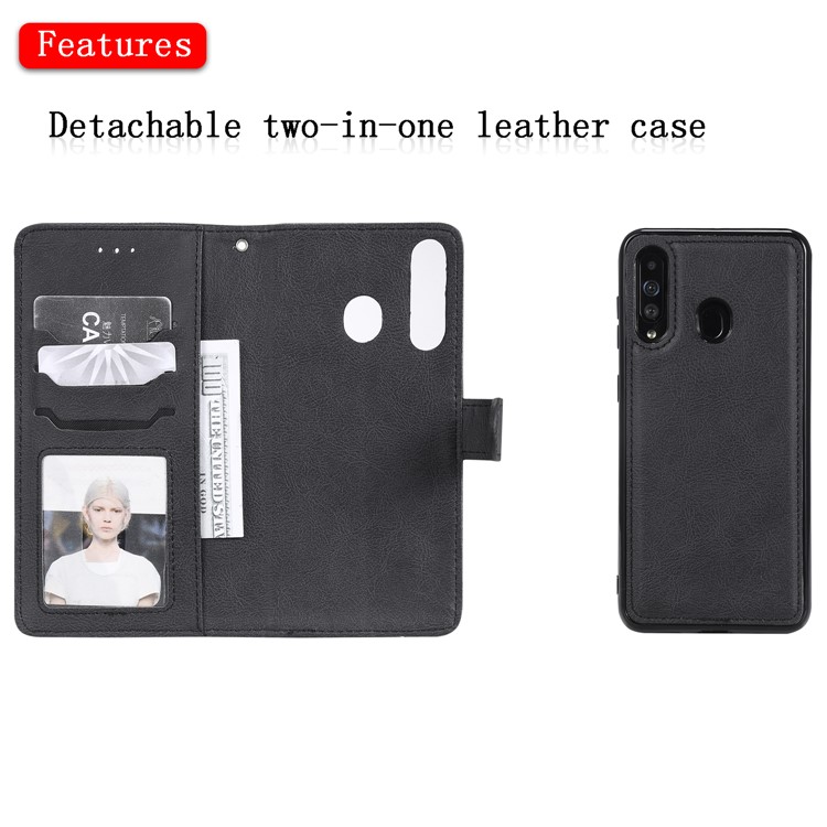 Magnetic Detachable 2-in-1 Wallet Leather Stand Case for Samsung Galaxy A60 - Black-4