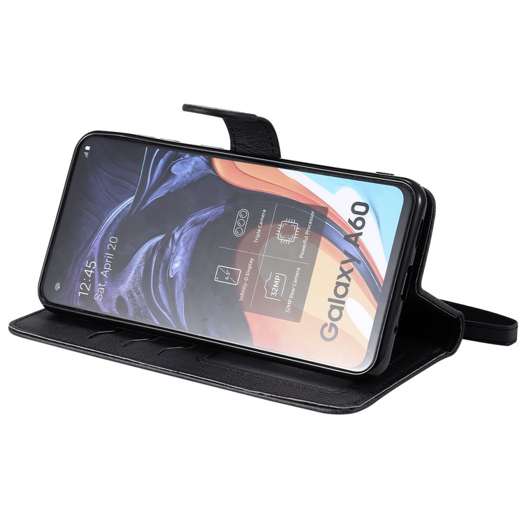 Caixa Destacável Magnética Do Suporte Do Couro Da Carteira 2 In-1 Para A Galáxia A60 De Samsung - Preto-7