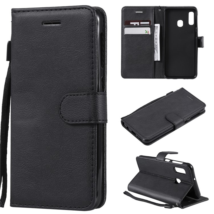 Wallet Leather Stand Case for Samsung Galaxy A20e - Black-1