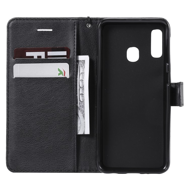 Wallet Leather Stand Case for Samsung Galaxy A20e - Black-4