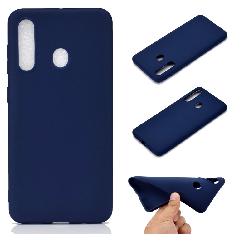 Solid Color Soft Frosted TPU Phone Casing for Samsung Galaxy M40/Galaxy A60 - Dark Blue-1