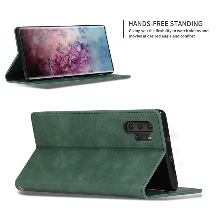 Auto-absorbed Business Style PU Leather Stand Phone Case with Card Slots for Samsung Galaxy Note 10 Pro - Green-4