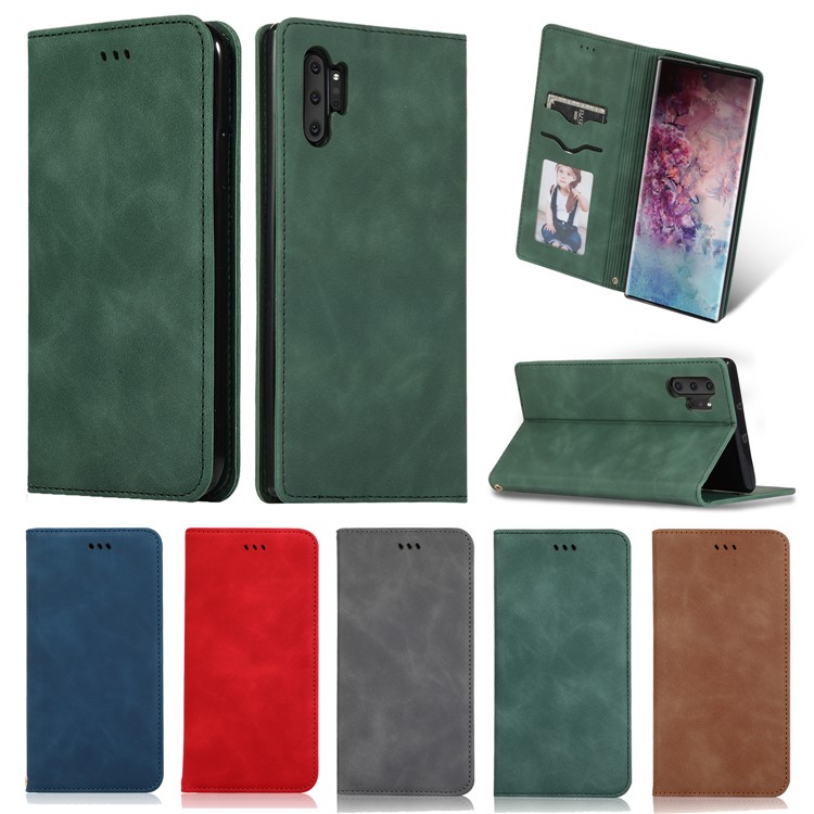 Auto-absorbed Business Style PU Leather Stand Phone Case with Card Slots for Samsung Galaxy Note 10 Pro - Green-8