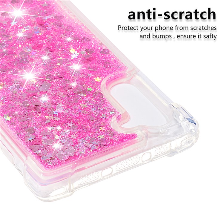 Liquid Glitter Powder Patterned Quicksand Shockproof TPU Back Casing for Samsung Galaxy Note 10 - Pink Love Hearts-5