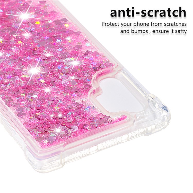 Liquid Glitter Powder Patterned Quicksand Shockproof TPU Back Casing for Samsung Galaxy Note 10 Pro - Pink Love Hearts-5