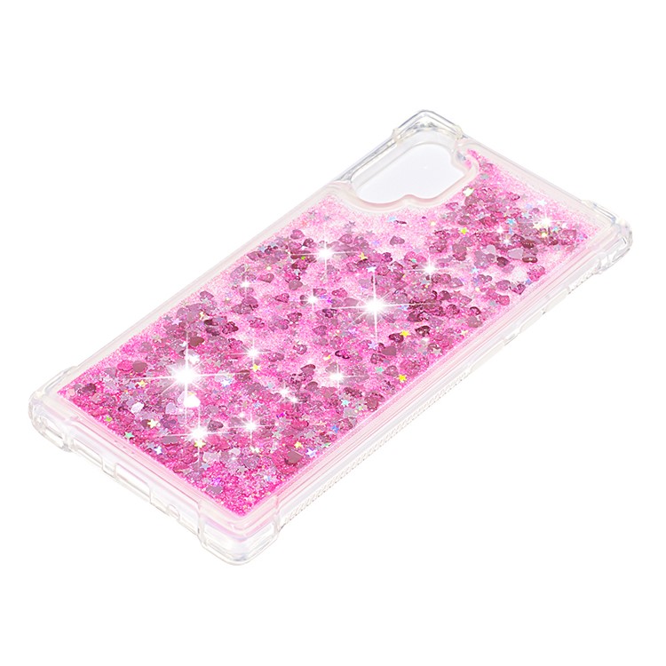 Liquid Glitter Powder Patterned Quicksand Shockproof TPU Back Casing for Samsung Galaxy Note 10 Pro - Pink Love Hearts-6