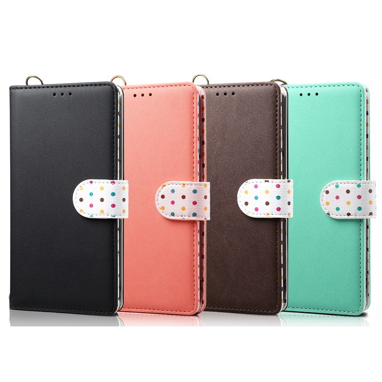 Retro Dots Leather Phone Shell with Strap for Samsung Galaxy S10 5G - Black-11