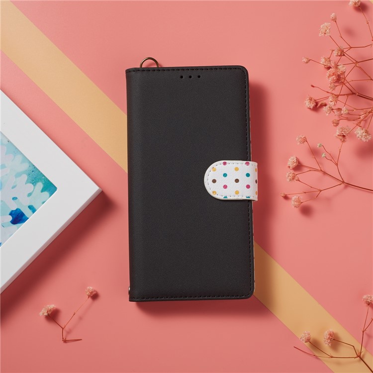 Retro Dots Leather Phone Shell with Strap for Samsung Galaxy S10 5G - Black-9