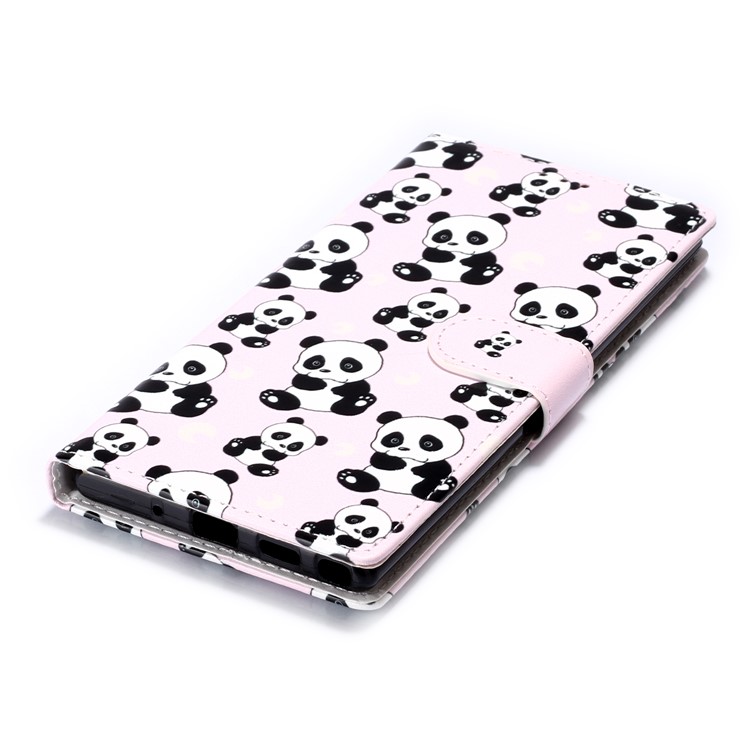 Glossy Embossed Printing Leather Phone Cover Casing for Samsung Galaxy Note 10 Pro - Pandas-3