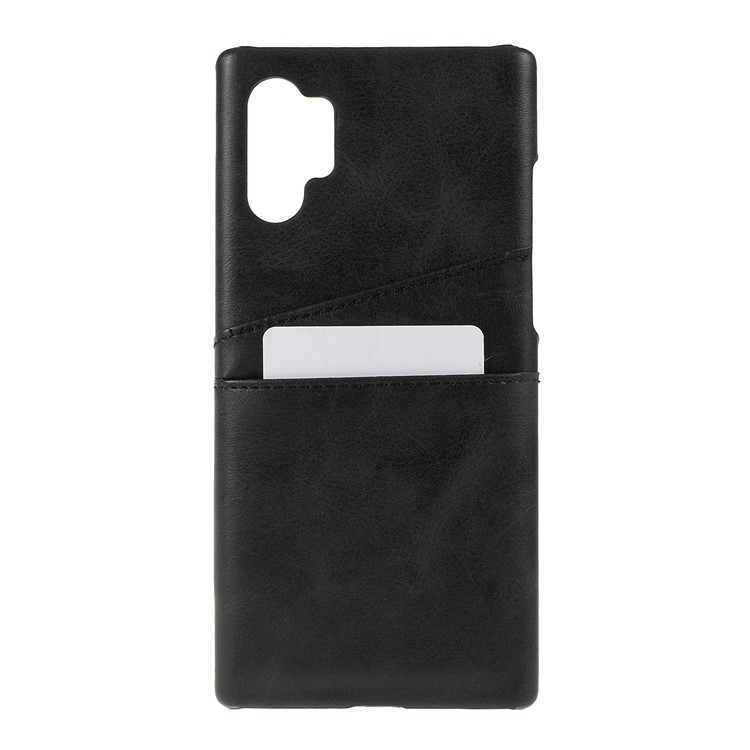 PU Leather Coated PC Hard Phone Case Shell with 2 Card Slots for Samsung Galaxy Note 10 Pro - Black-1