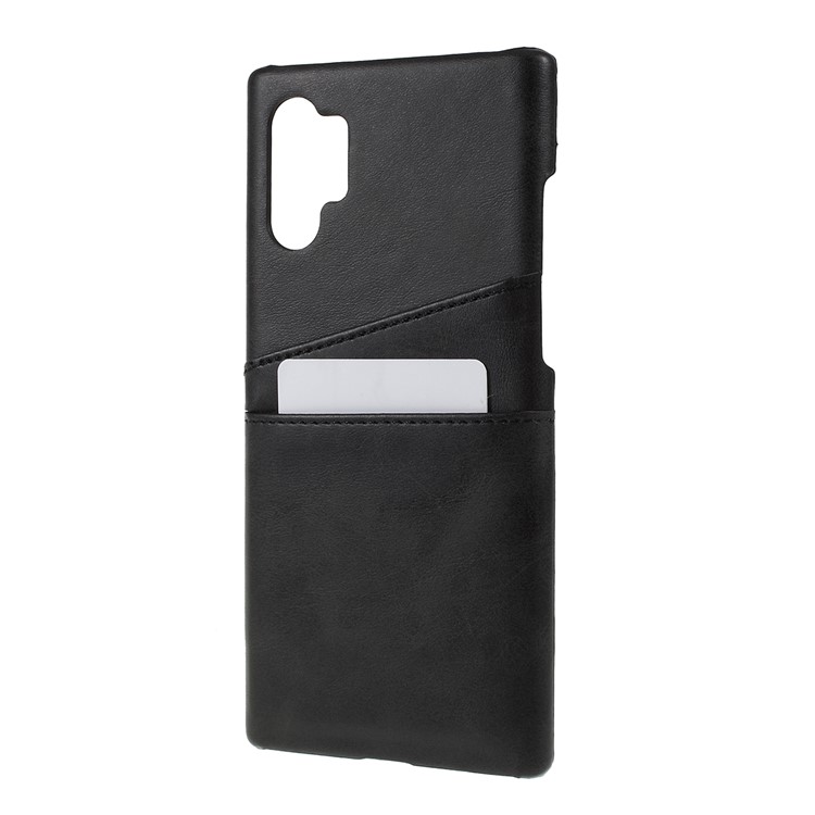 PU Leather Coated PC Hard Phone Case Shell with 2 Card Slots for Samsung Galaxy Note 10 Pro - Black-2