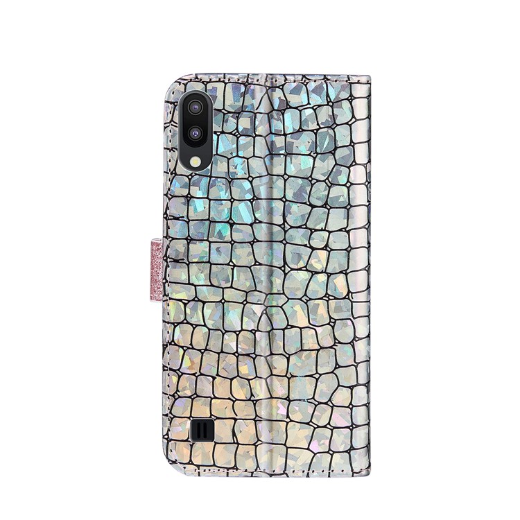 Crocodile Texture Flash Powder Leather Wallet Stand Case Cell Phone Cover Shell for Samsung Galaxy A10 - Rose Gold-2