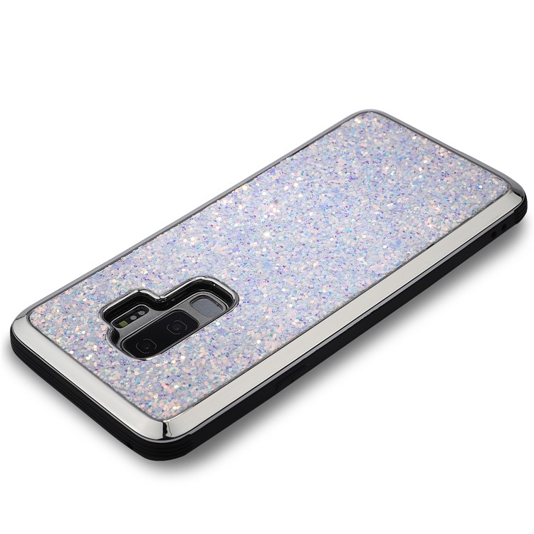 Glittery Sequins Electroplating Detachable 2-in-1 PC+TPU Cell Phone Case for Samsung Galaxy S9+ Silver-3