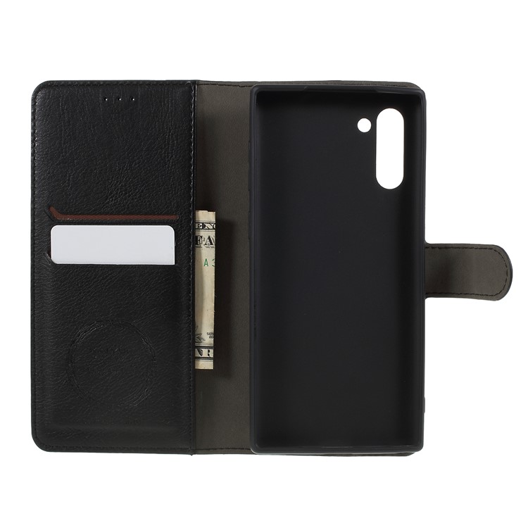 KAIYUE PU Leather Wallet Phone Case Stand Cover for Samsung Galaxy Note 10 - Black-8