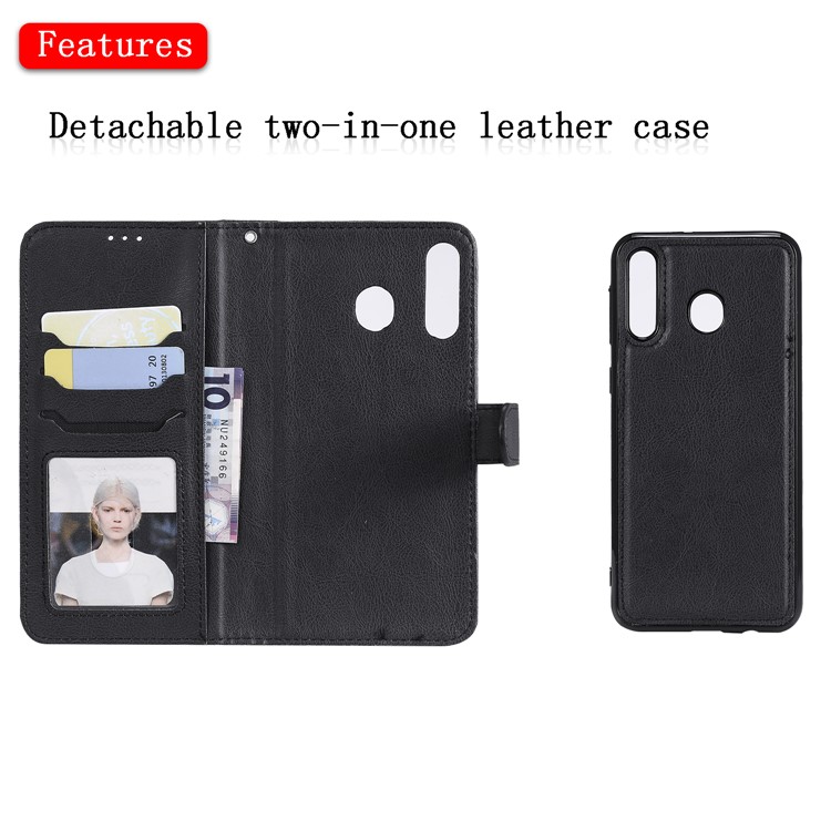 Magnetic Detachable 2-in-1 Wallet Stand Leather Case for Samsung Galaxy M30 - Black-7