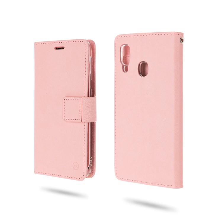 ROAR PU Couro + Tampa Da Concha Da Carteira Do Telefone TPU Para Samsung Galaxy A20e - Rosa-1