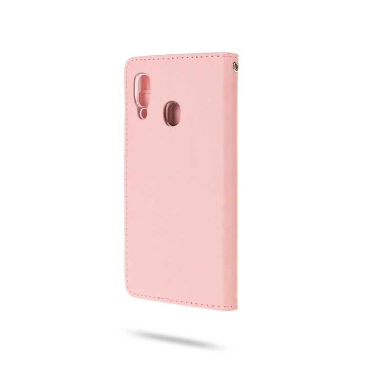 ROAR PU Couro + Tampa Da Concha Da Carteira Do Telefone TPU Para Samsung Galaxy A20e - Rosa-2
