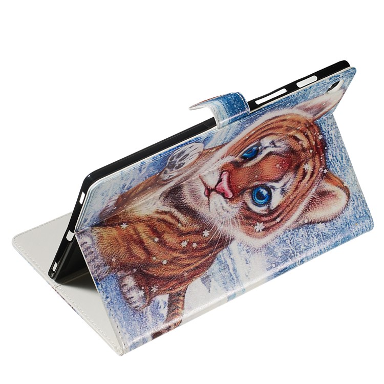 Marble Series Pattern Auto Wake & Sleep Leather Phone Case for Samsung Galaxy Tab S5e SM-T720 - Tiger-3