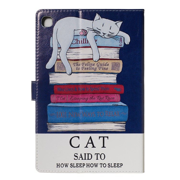 Marble Series Pattern Auto Wake & Sleep Leather Phone Case for Samsung Galaxy Tab S5e SM-T720 - Sleeping Cat-2