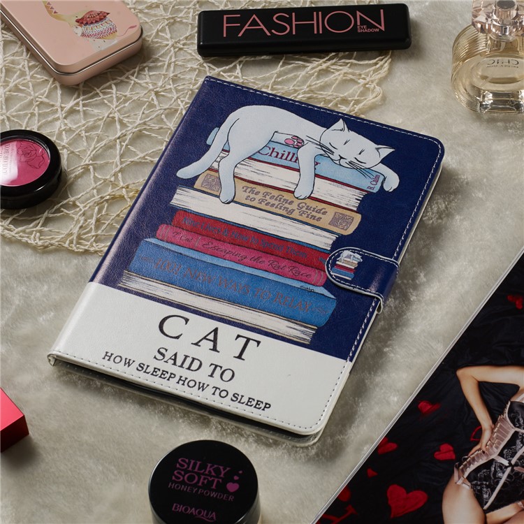 Marble Series Pattern Auto Wake & Sleep Leather Phone Case for Samsung Galaxy Tab S5e SM-T720 - Sleeping Cat-6