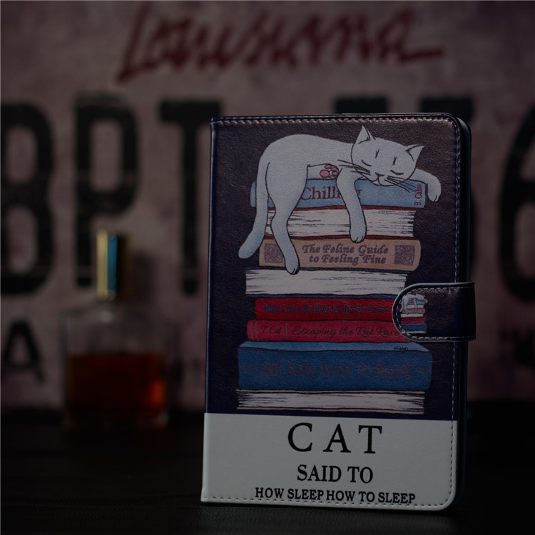 Marble Series Pattern Auto Wake & Sleep Leather Phone Case for Samsung Galaxy Tab S5e SM-T720 - Sleeping Cat-7