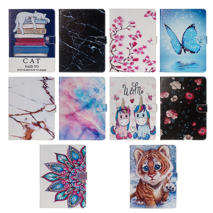 Marble Series Pattern Auto Wake & Sleep Leather Wallet Phone Cover for Samsung Galaxy Tab A 8.0 (2019) P200 / P205 - Tiger-10