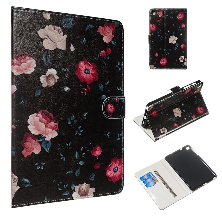 Marble Series Pattern Auto Wake & Sleep Leather Wallet Phone Cover for Samsung Galaxy Tab A 8.0 (2019) P200 / P205 - Various Flowers-1