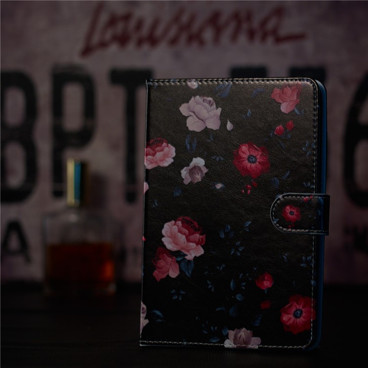 Marble Series Pattern Auto Wake & Sleep Leather Wallet Phone Cover for Samsung Galaxy Tab A 8.0 (2019) P200 / P205 - Various Flowers-7