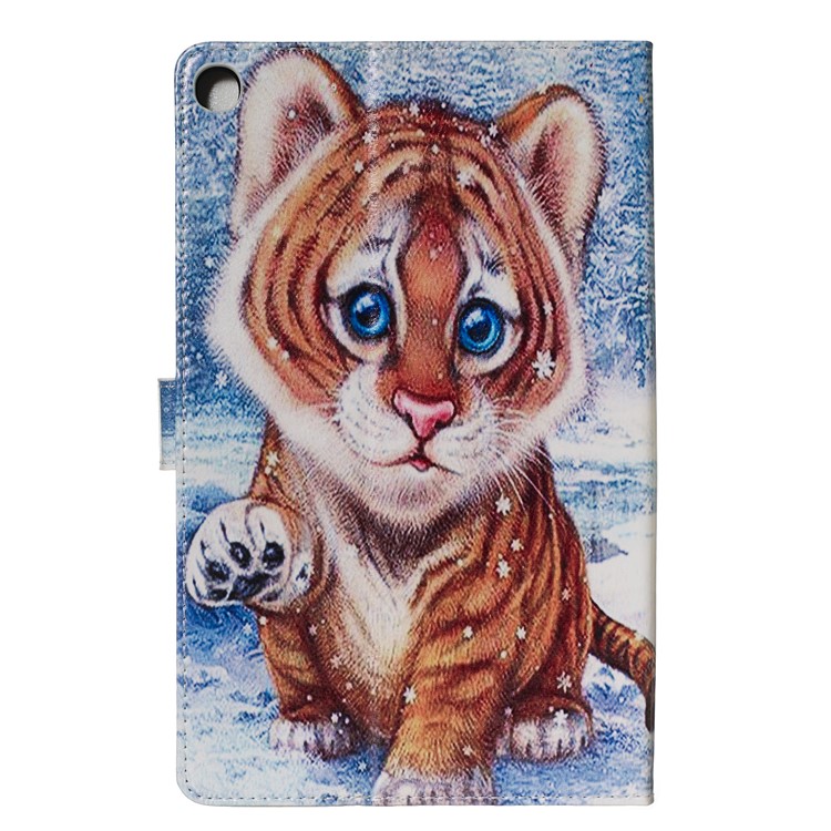 Pattern Printing Magnetic Leather Wallet Case for Samsung Galaxy Tab A 10.1 (2019) - Tiger-2