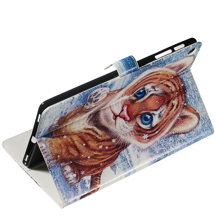 Pattern Printing Magnetic Leather Wallet Case for Samsung Galaxy Tab A 10.1 (2019) - Tiger-3