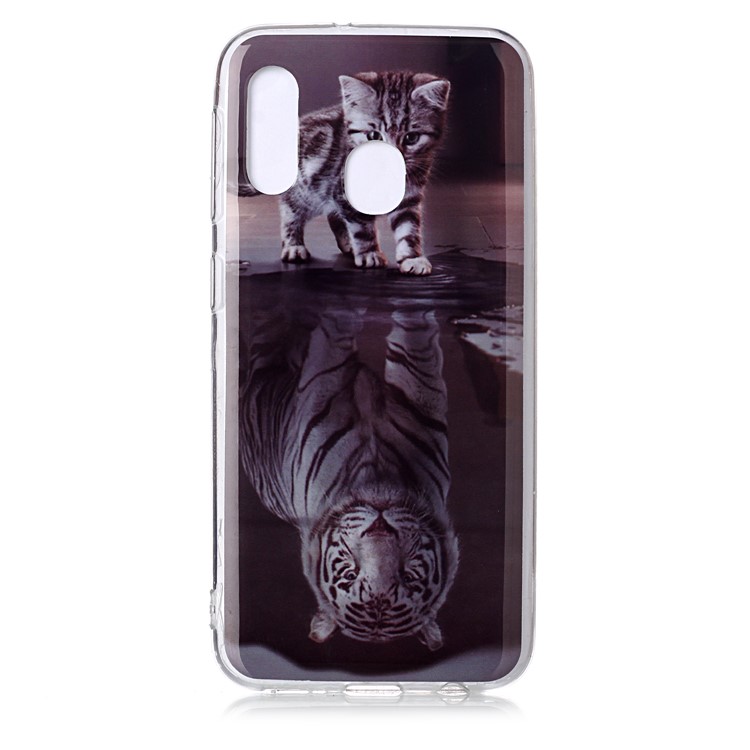 Animal Series Patterned IMD TPU Case for Samsung Galaxy A20e - Cat and Reflection in Water-2