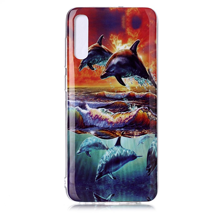 Pattern Printing IMD TPU Phone Casing for Samsung Galaxy A70 - Dolphins-2