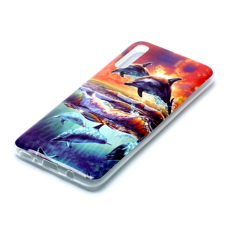 Pattern Printing IMD TPU Phone Casing for Samsung Galaxy A70 - Dolphins-3